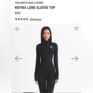The North Face x Skims Refina Long Sleeve Top - Black / onyx NWT